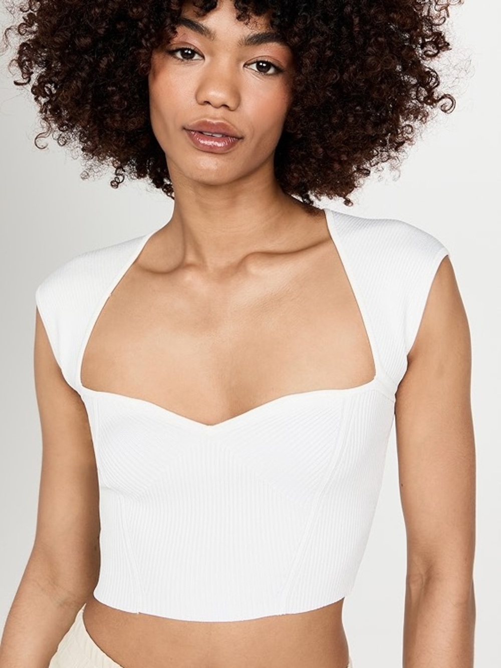 SIMKHAI‎ Abia Compact Rib Cropped Tee White Size M